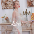 2020 new light champagne wedding dress waist Mermaid lace embroidery